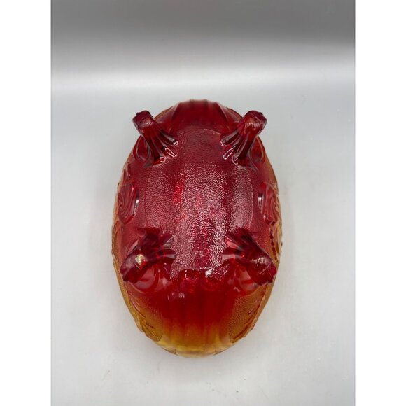 Vtg Amberina Bowl Footed Oval Saw Tooth Serving 10"x6"x5” - Picture 6 of 12